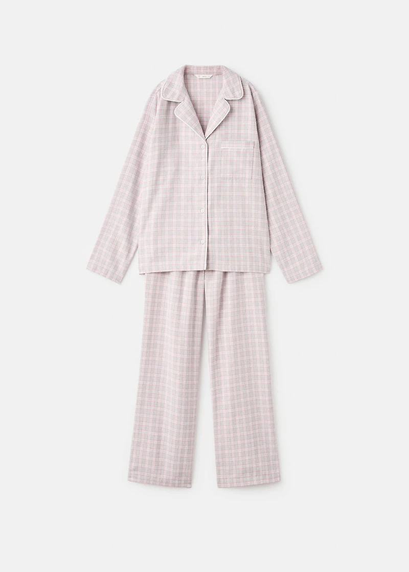 Two-pieces check long pyjamas