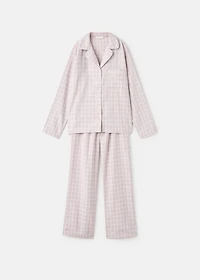 Two-pieces check long pyjamas