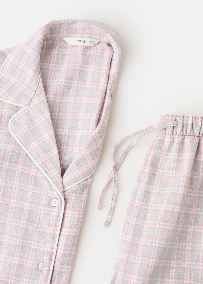 Two-pieces check long pyjamas