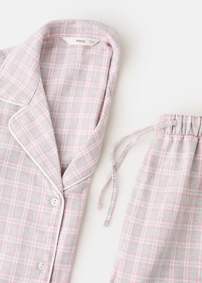 Two-pieces check long pyjamas