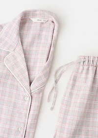 Two-pieces check long pyjamas