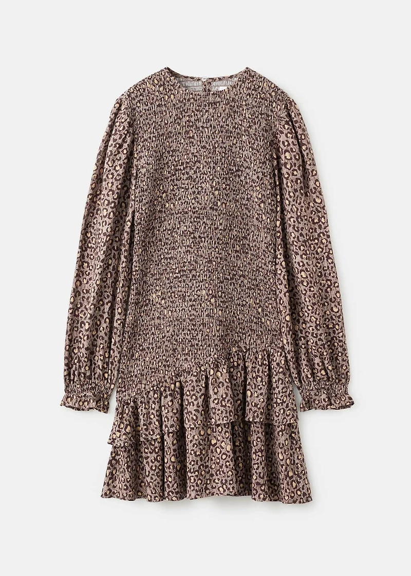Leopard-print ruffled dress