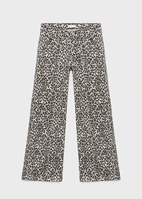 Leopard-print wide leg jeans