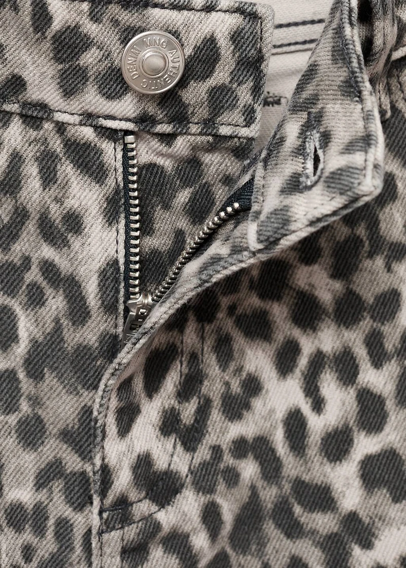 Leopard-print wide leg jeans