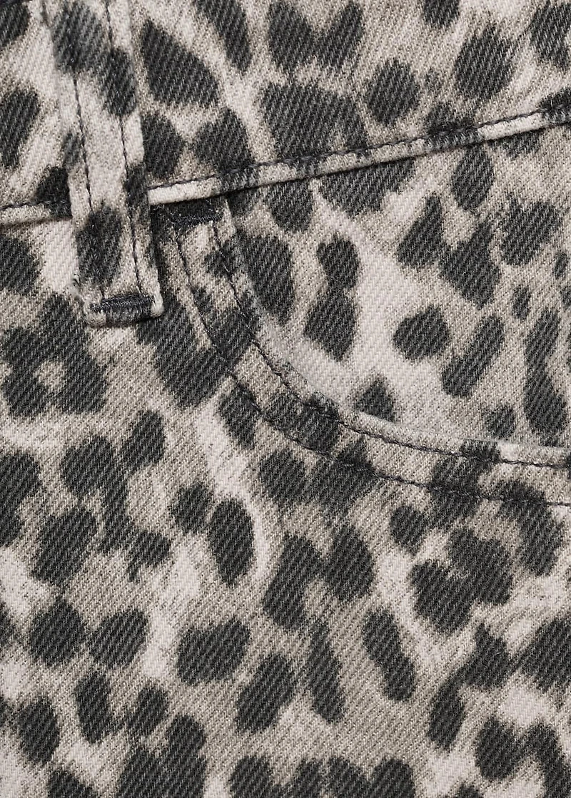 Leopard-print wide leg jeans