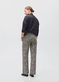 Leopard-print wide leg jeans