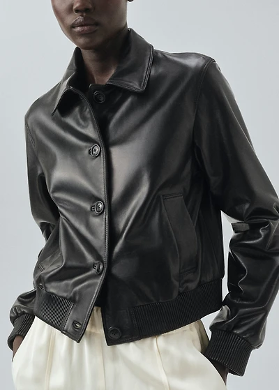100% leather bomber jacket