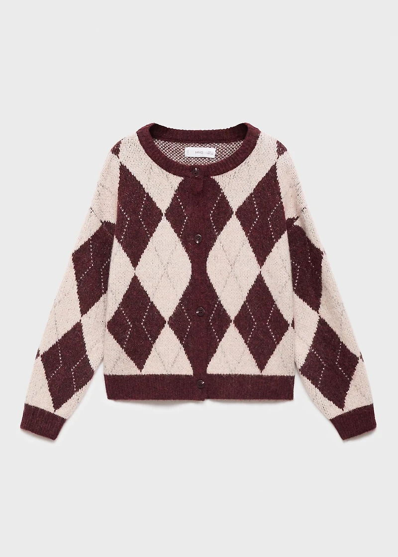 Knitted cardigan with diamonds