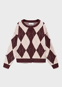 Knitted cardigan with diamonds