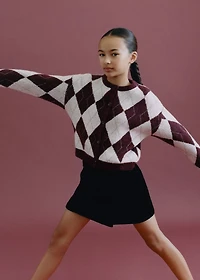 Knitted cardigan with diamonds