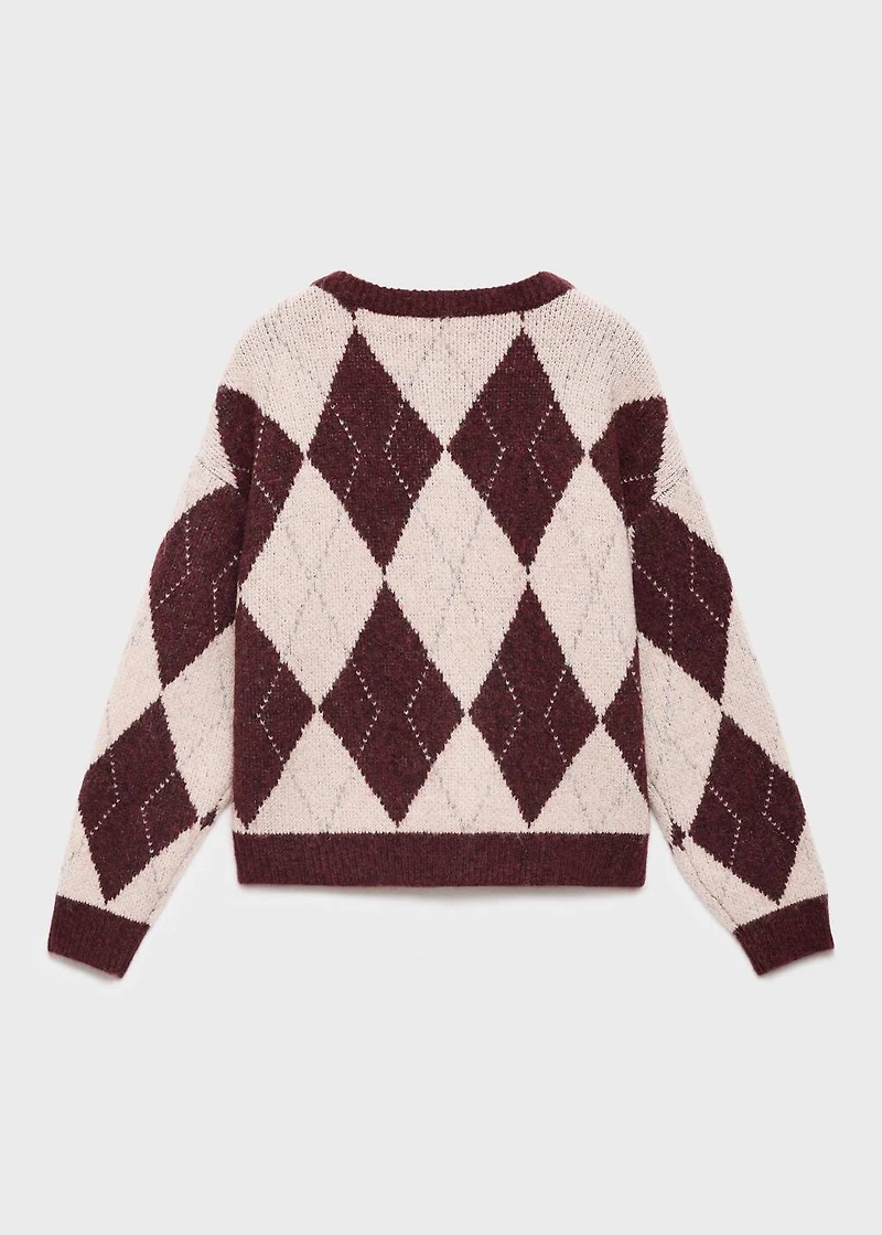 Knitted cardigan with diamonds