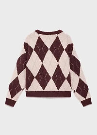 Knitted cardigan with diamonds
