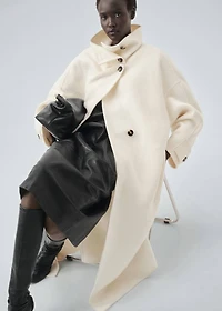 Wool funnel neck coat