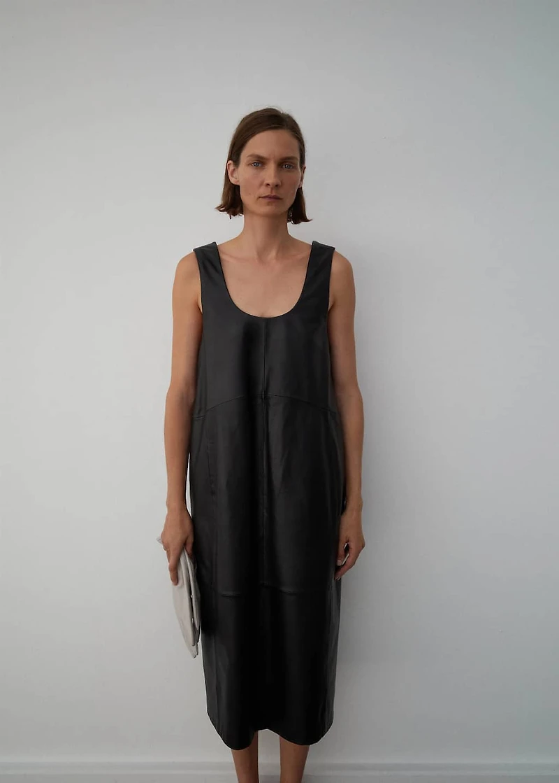 Leather midi-dress