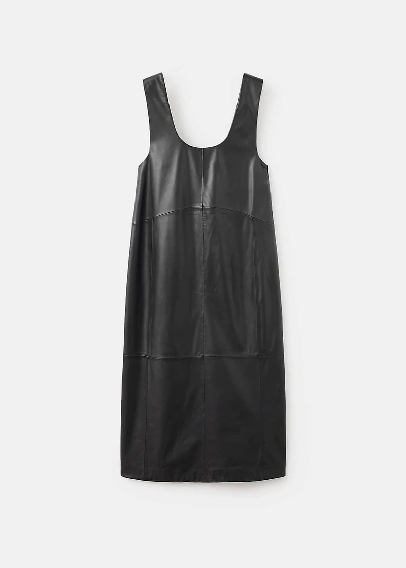 Leather midi-dress