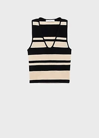 Knitted V-neck top with stripes