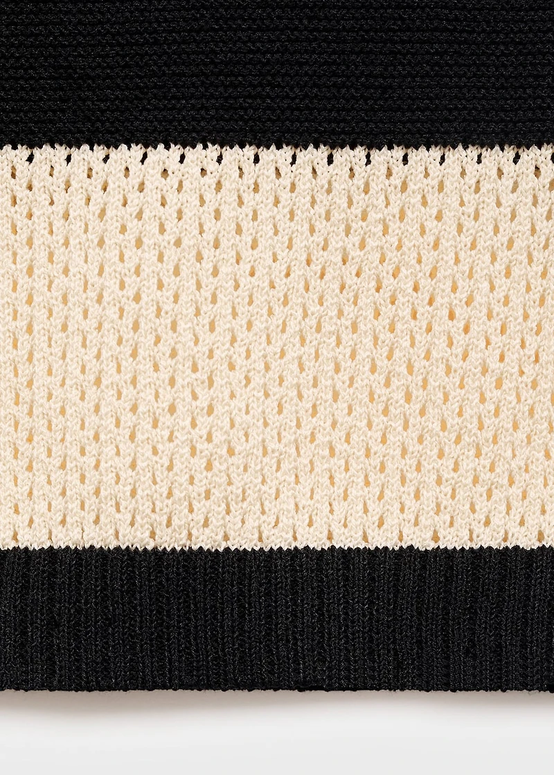 Knitted V-neck top with stripes