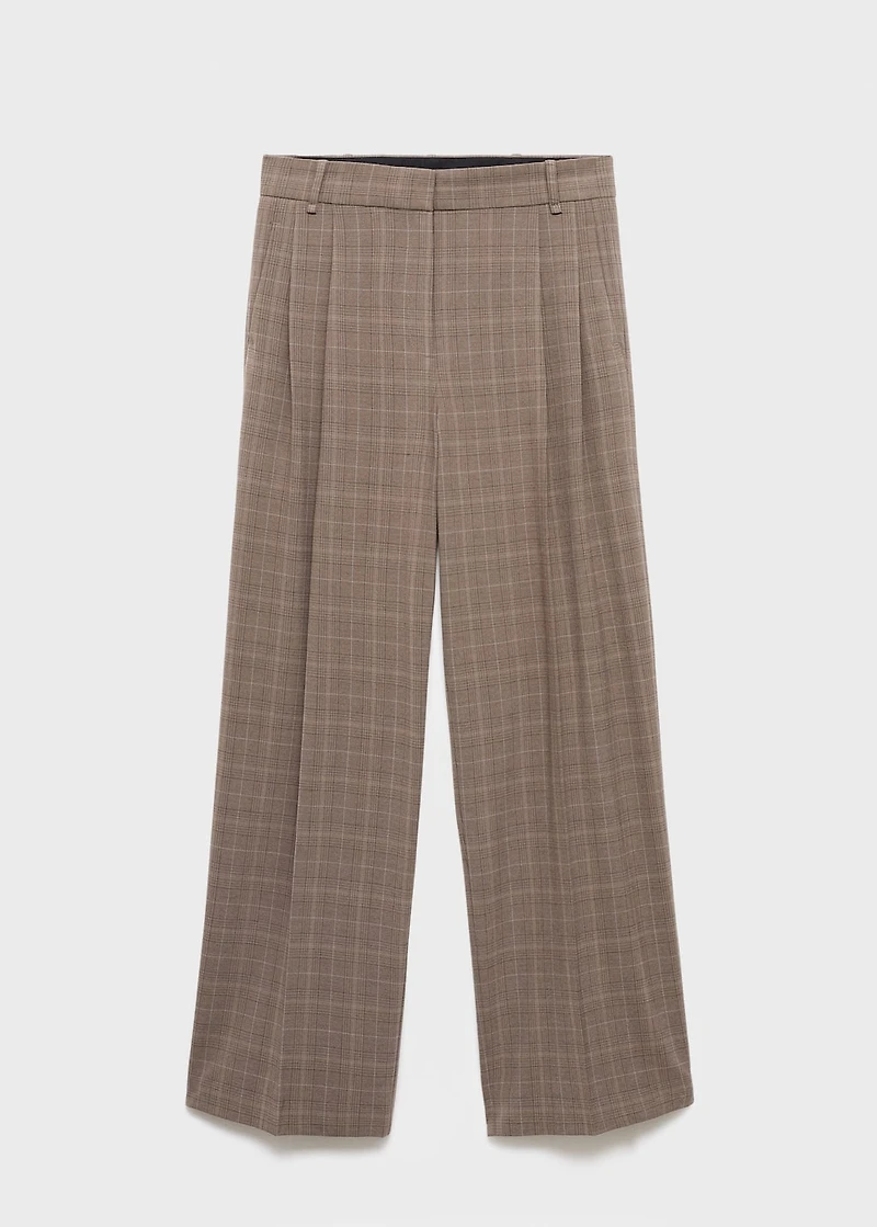 Wide-leg check suit pants