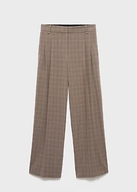 Wide-leg check suit pants