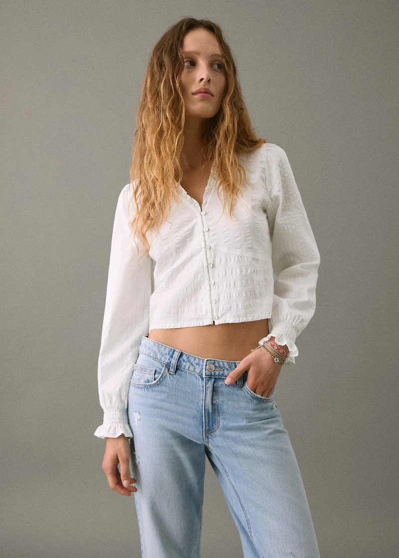 Textured cotton blouse