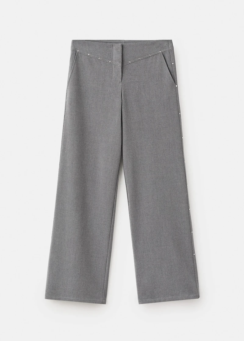 Low-waist studded pants