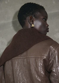 Leather-effect roll-neck jacket