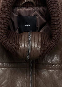 Leather-effect roll-neck jacket