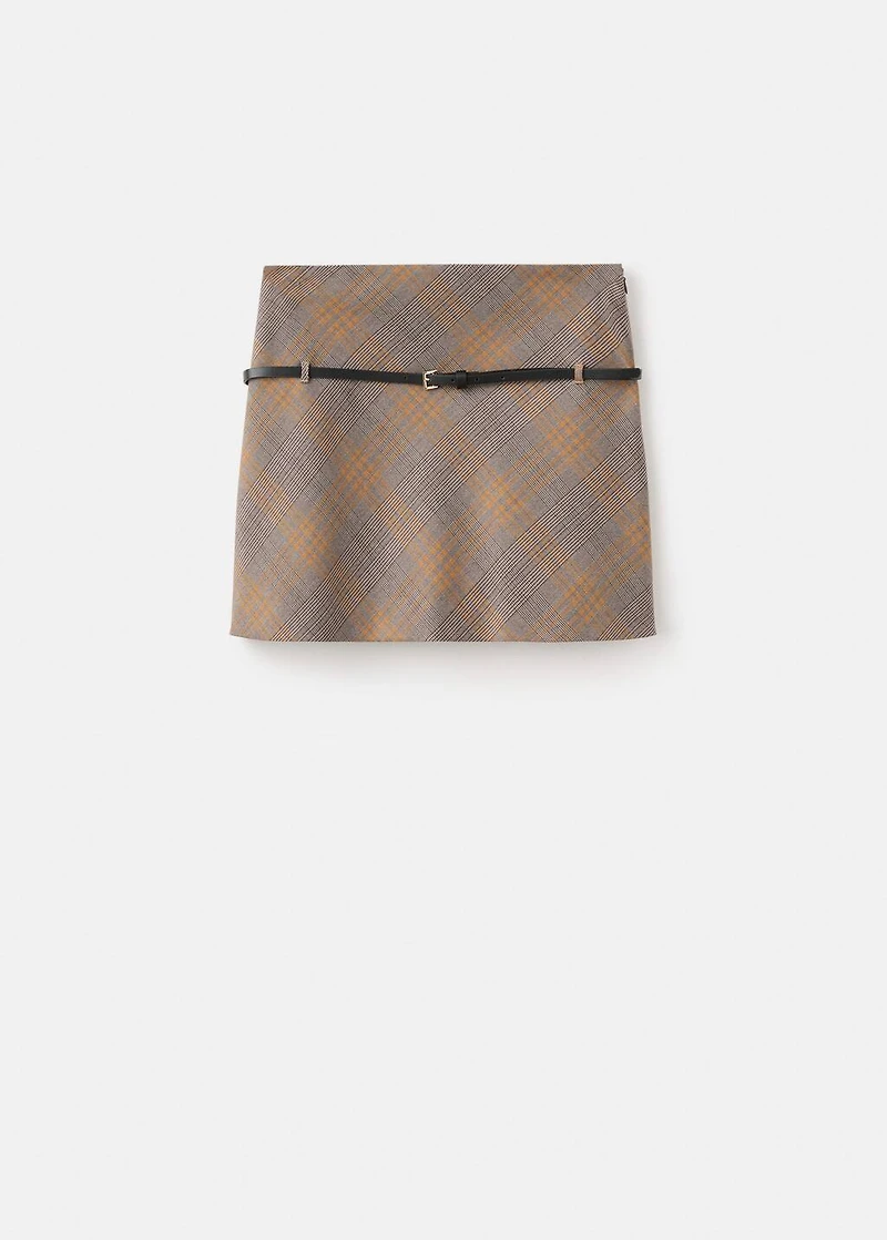 Belt checked skirt