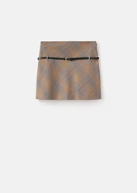 Belt checked skirt