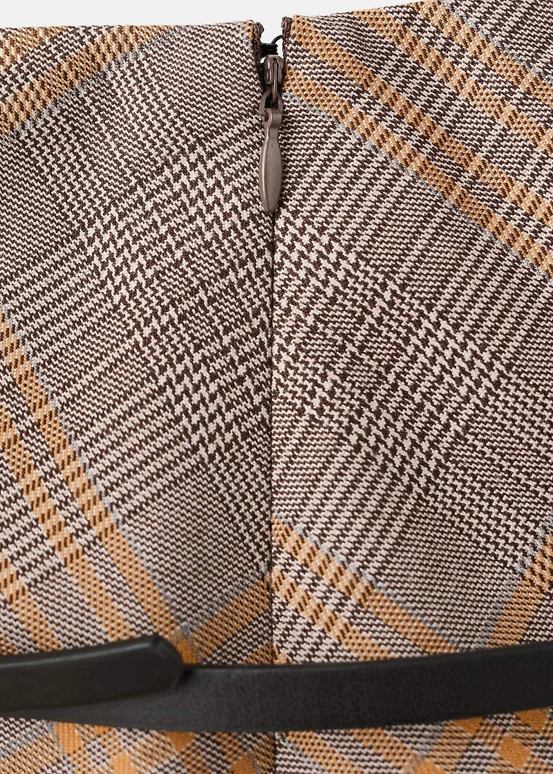 Belt checked skirt