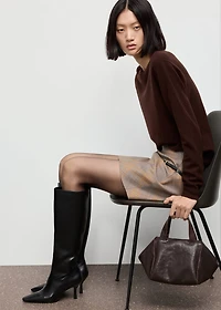 Belt checked skirt