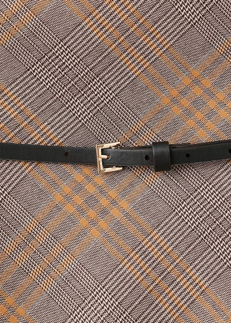 Belt checked skirt