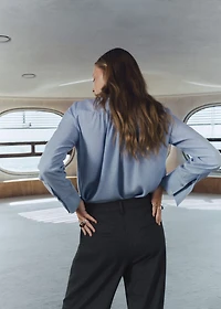 Check pleated pants