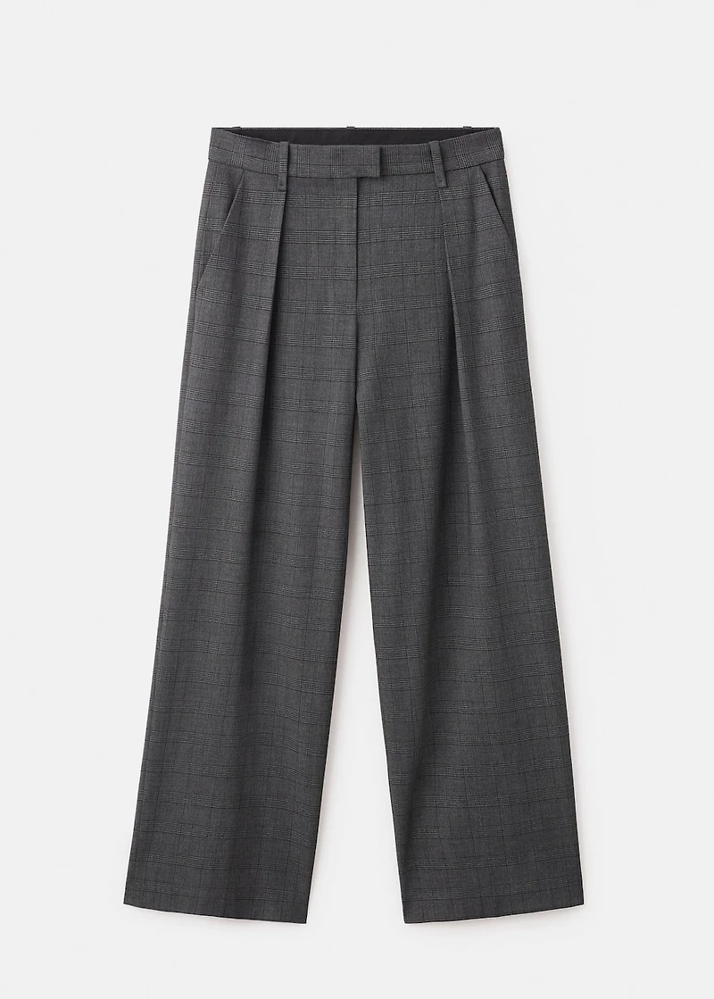 Check pleated pants
