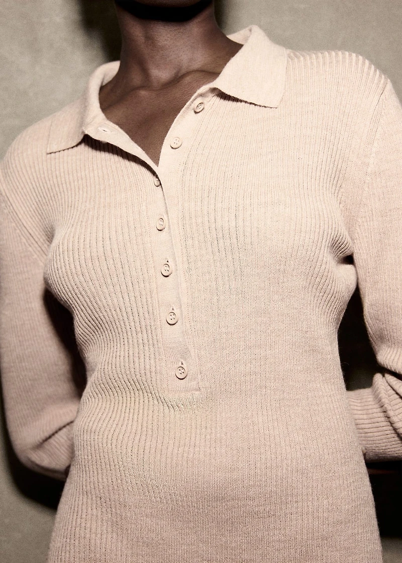 Ribbed knitted polo-neck playsuit