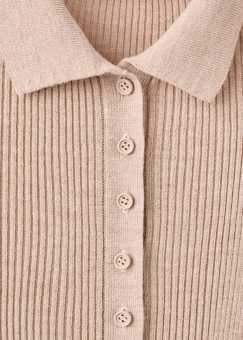 Ribbed knitted polo-neck playsuit