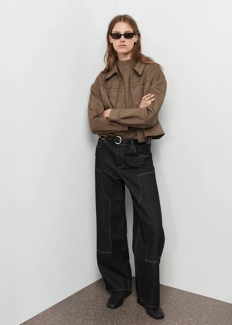 Leather-effect jacket with pockets