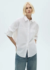 Cotton shirt with decorative button