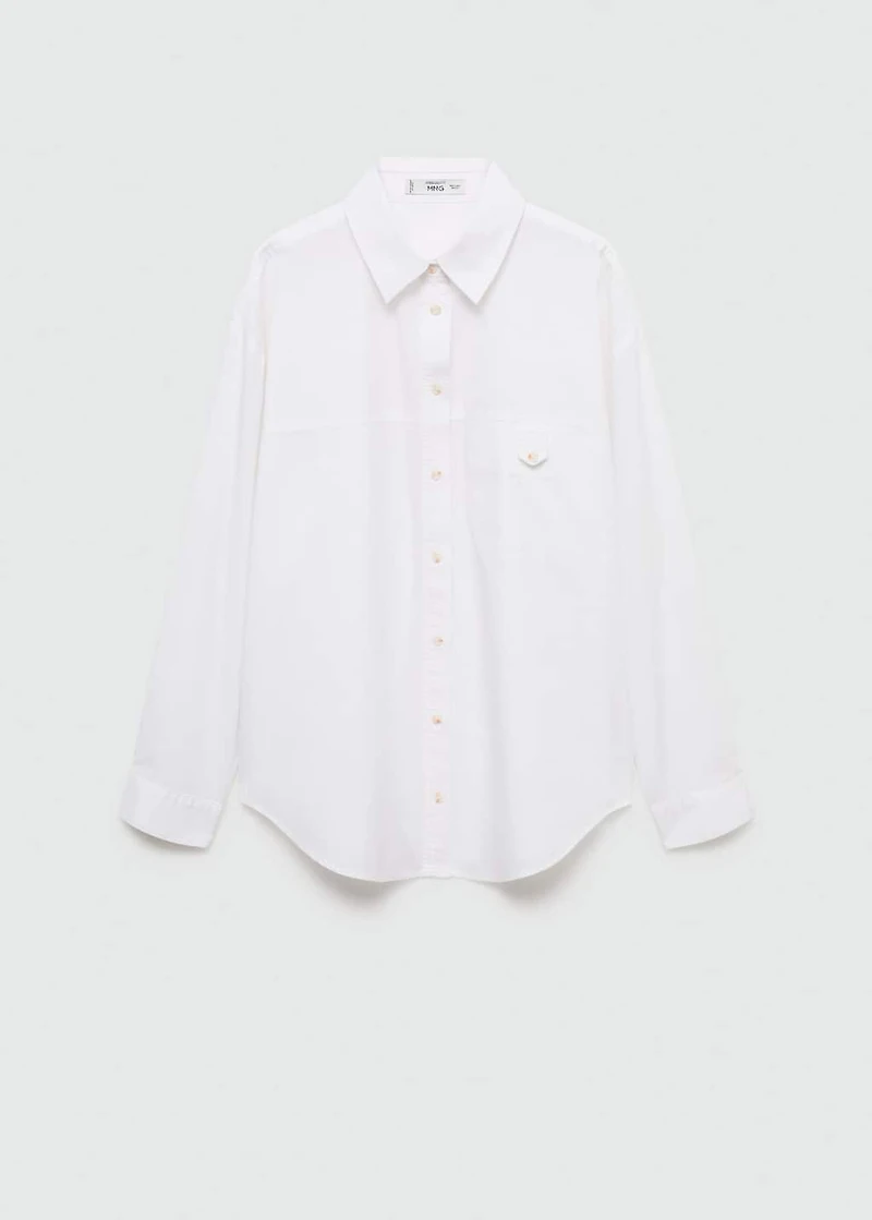 Cotton shirt with decorative button