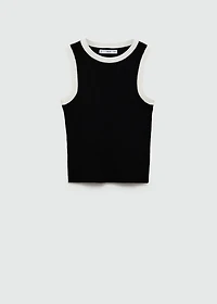 Knitted top with contrasting piping