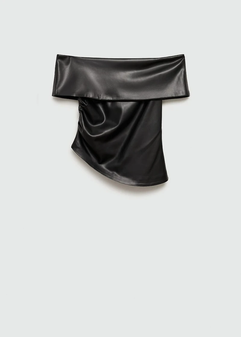 Leather-effect top with open shoulders