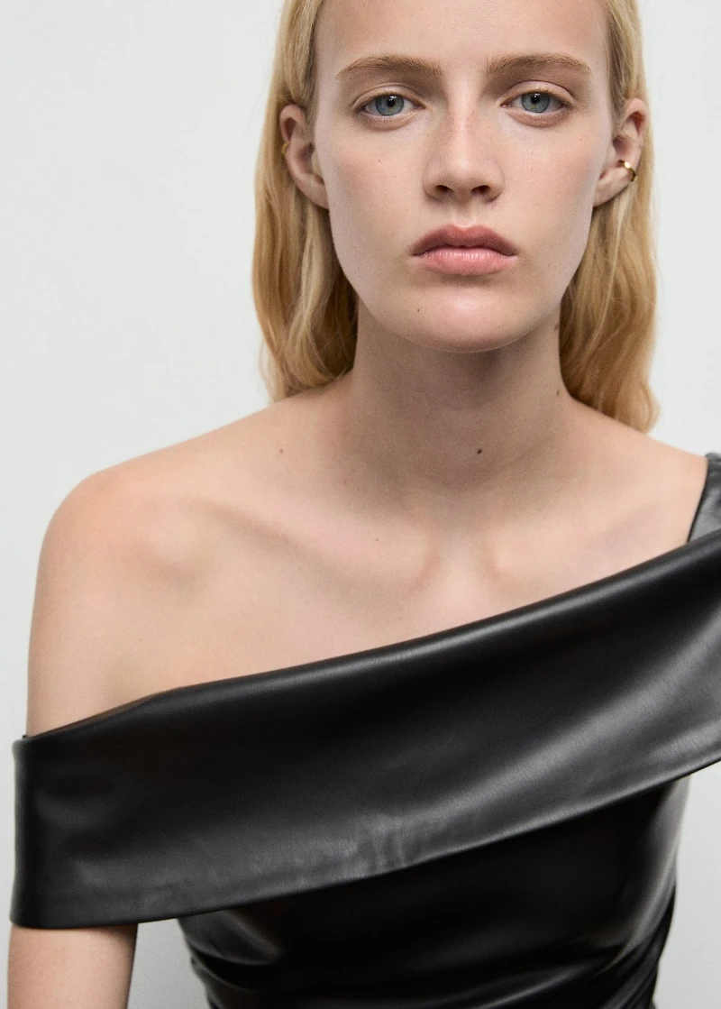 Leather-effect top with open shoulders