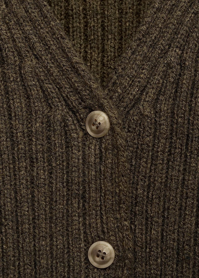 V-neck ribbed cardigan