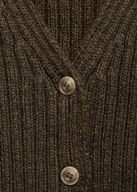 V-neck ribbed cardigan