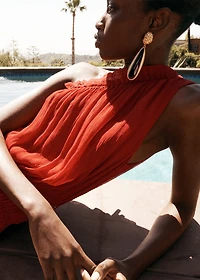 Asymmetrical gathered dress with belt