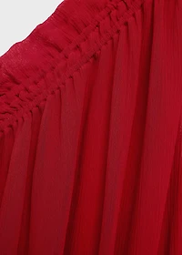 Asymmetrical gathered dress with belt