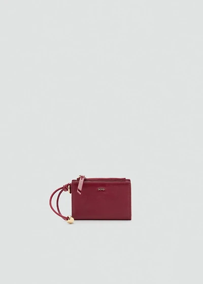 Leather-effect wallet with zipper
