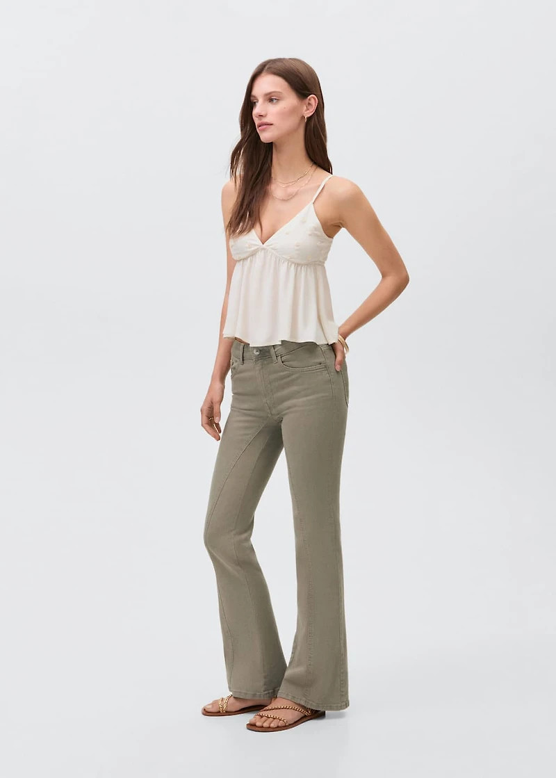 Decorative seam flared jeans