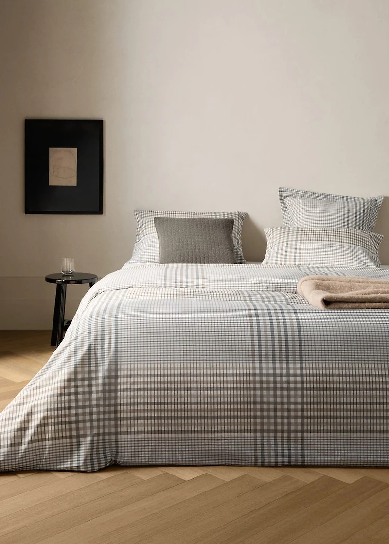200-thread count percale cotton checked-print duvet cover for 180/200 cm bed