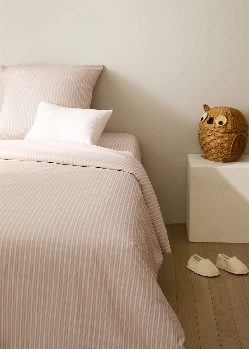 Children's percale cotton duvet cover with fine stripe print for 90 cm bed